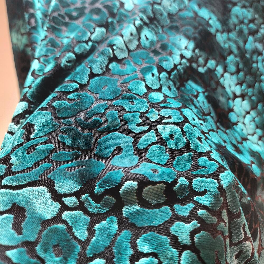 Vintage Show Me Your Mumu Teal Velvet Leopard Top Small Whimsigoth Metallic 90s - Picture 4 of 14